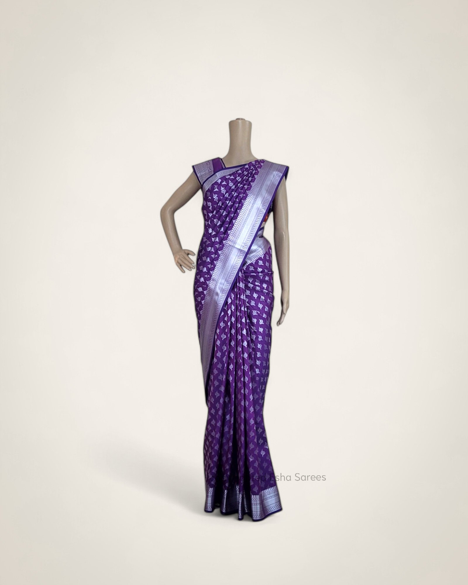 Samuthrika Violet and Silver Silk Saree