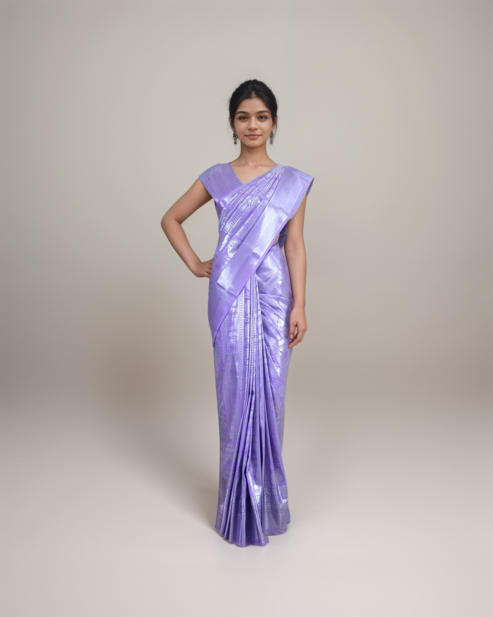 Samuthrika purple and Silver Silk Saree