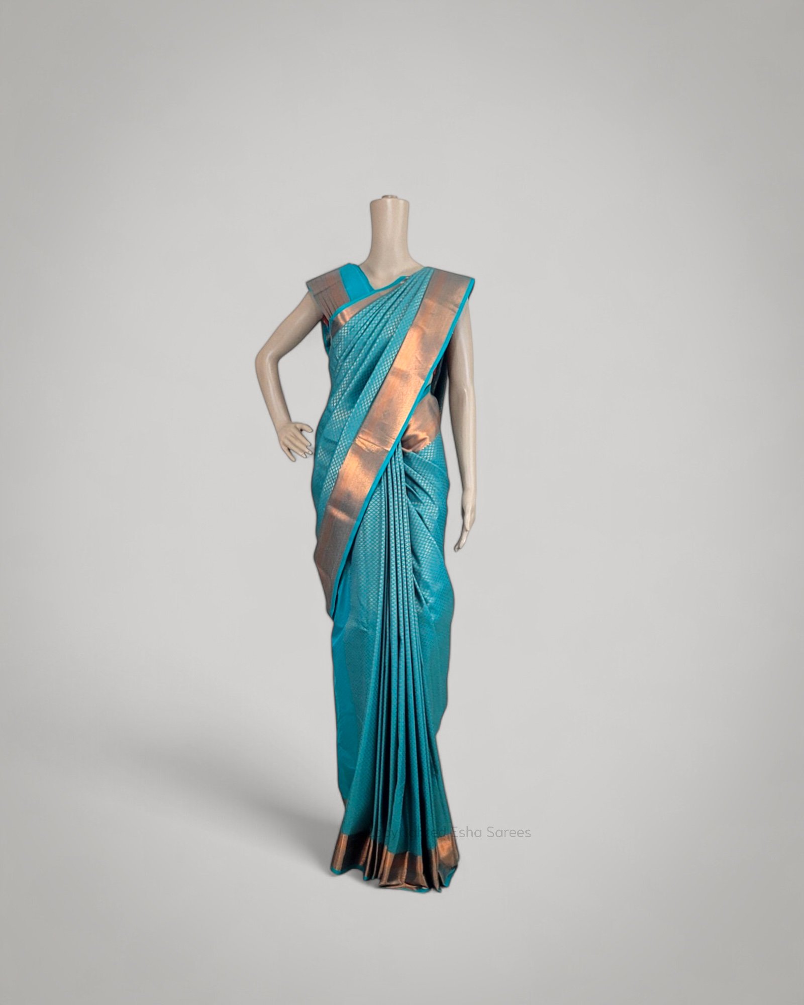 Samuthrika Teal Green With Copper Zari Woven