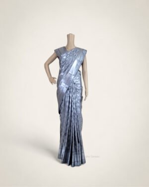 Vasthrakala Grey and Silver Fancy Silk Saree