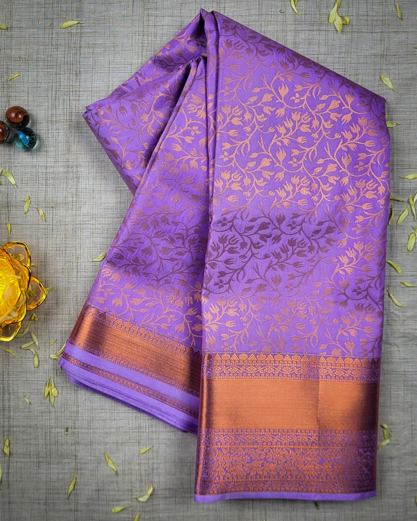 Regal Samuthrika Violet with Copper Gold Elegance