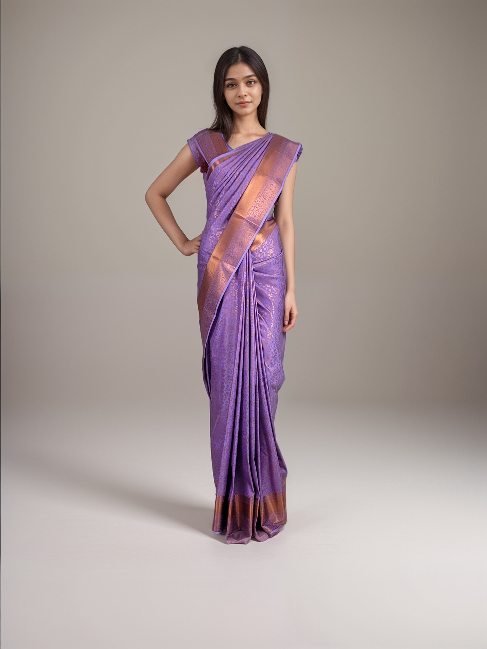 Regal Samuthrika Violet with Copper Gold Elegance