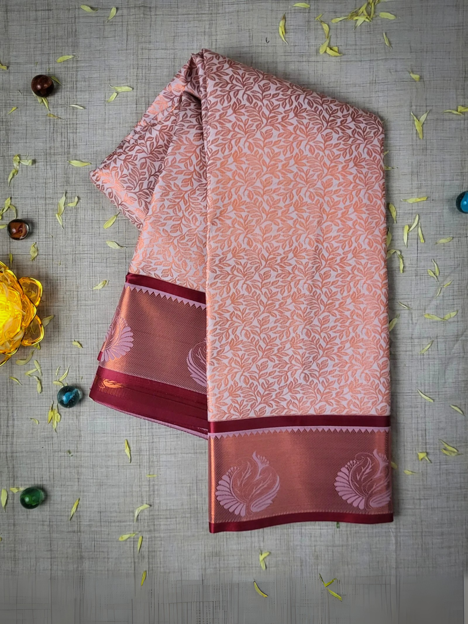 Vasthrakala Lavender and Copper Silk Saree