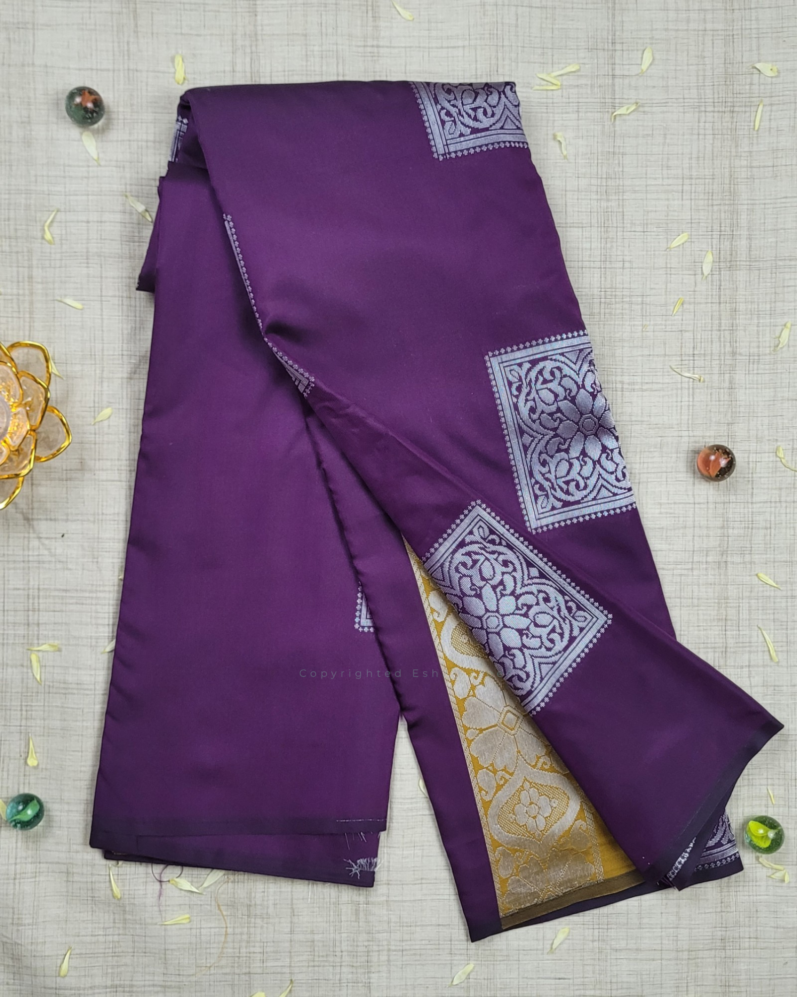 Vastrakala Violet Charm with Silver Zari Saree