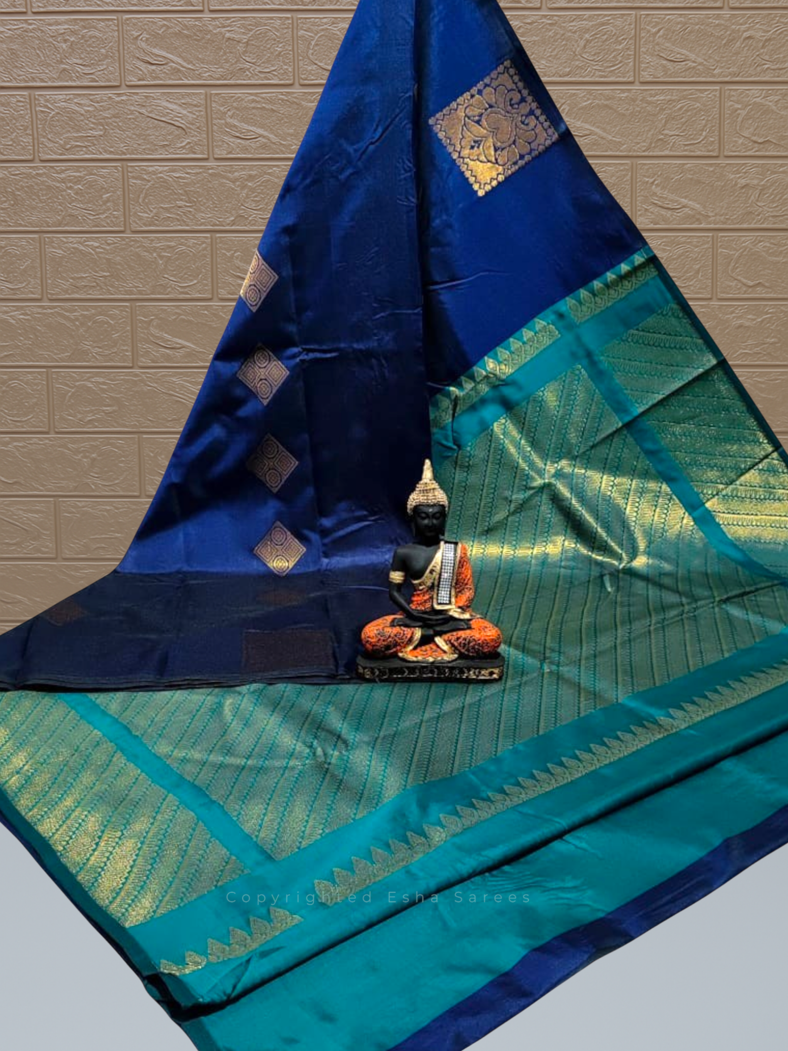 Vasthrakala Fern Deep Midnight Blue Saree