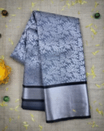 Vastrakala Moonlit Charcoal with Silver Zari Vine Grace