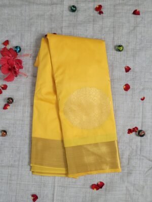 Vasthrakala Yellow Blossom Zari Weave Silk Saree