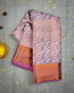 Vastrakala Rose Ash with Copper Zari Blossom Weave