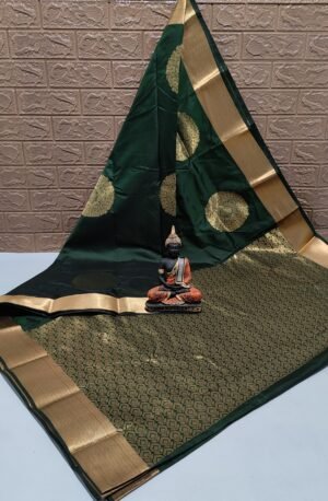 Vasthrakala – Emerald Elegance with Gold Zari Saree