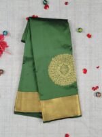 Vastrakala Emerald Radiance With Golden Zari Border Saree
