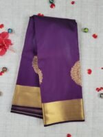 Vastrakala Purple Blossom Zari Saree