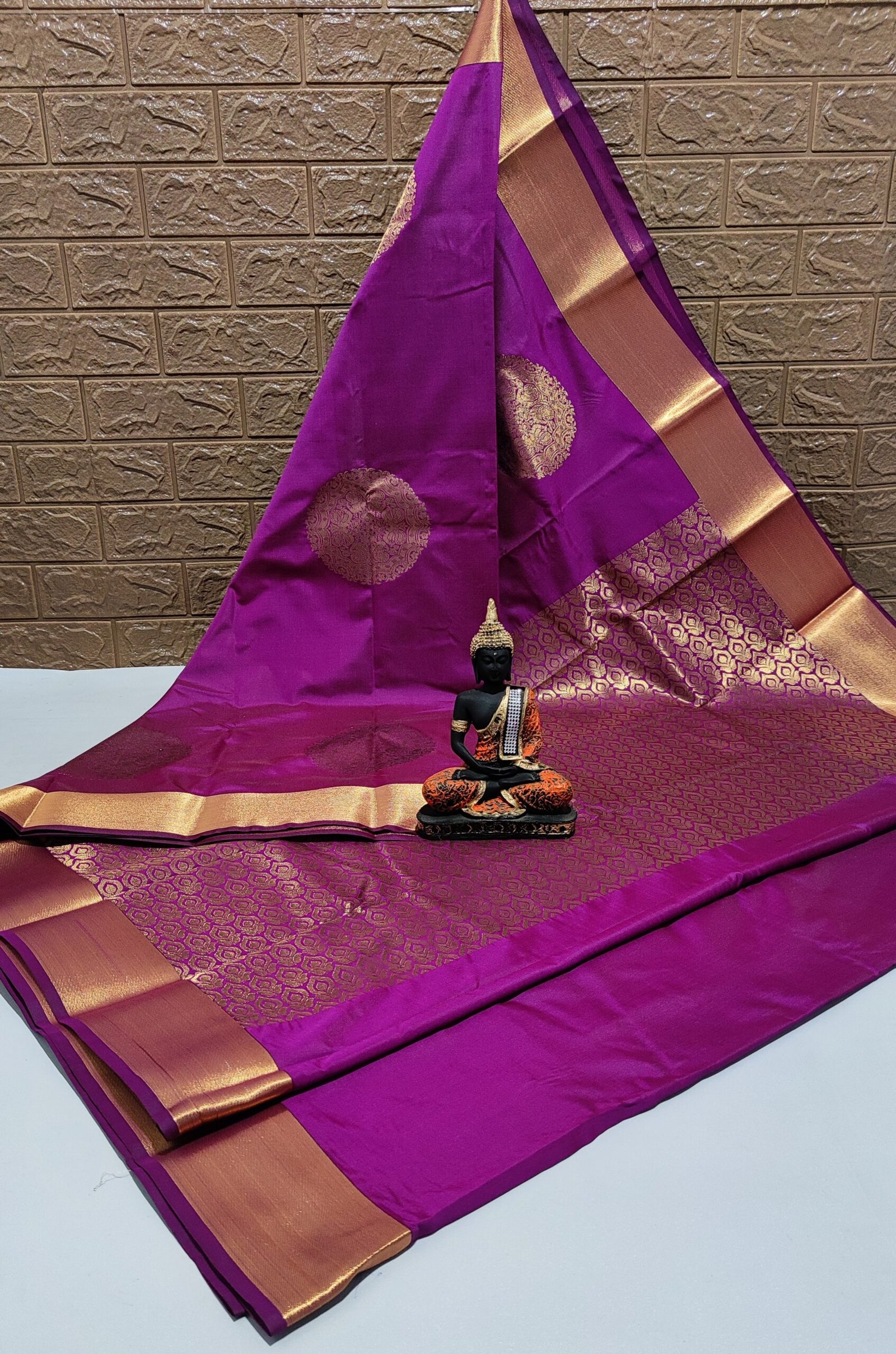 Vastrakala Purple Blossom Zari Saree