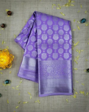 Vasthrakala Violet With Silver Zari Saree