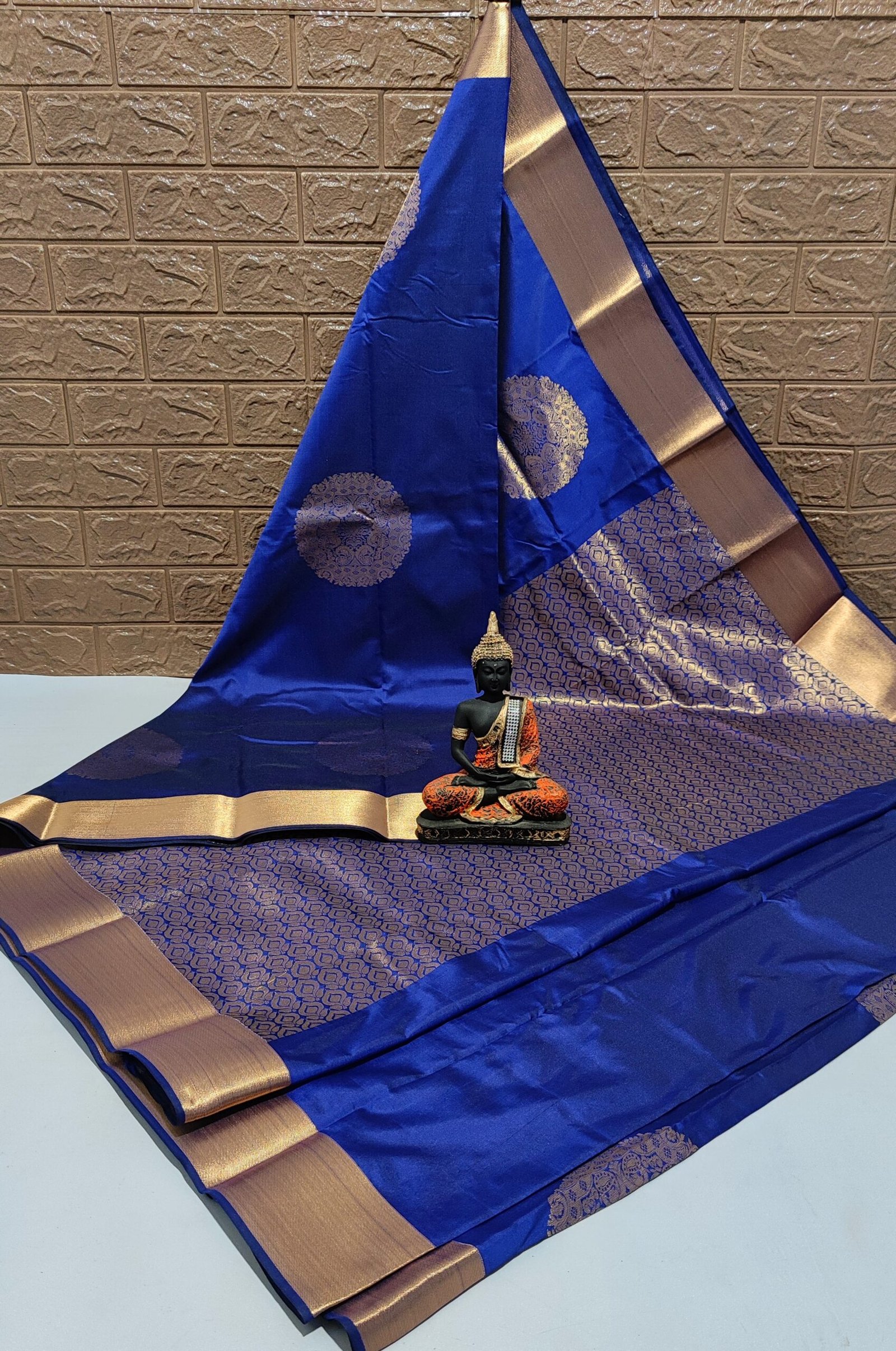 Vasthrakala Regal Bloom Blue Zari Saree