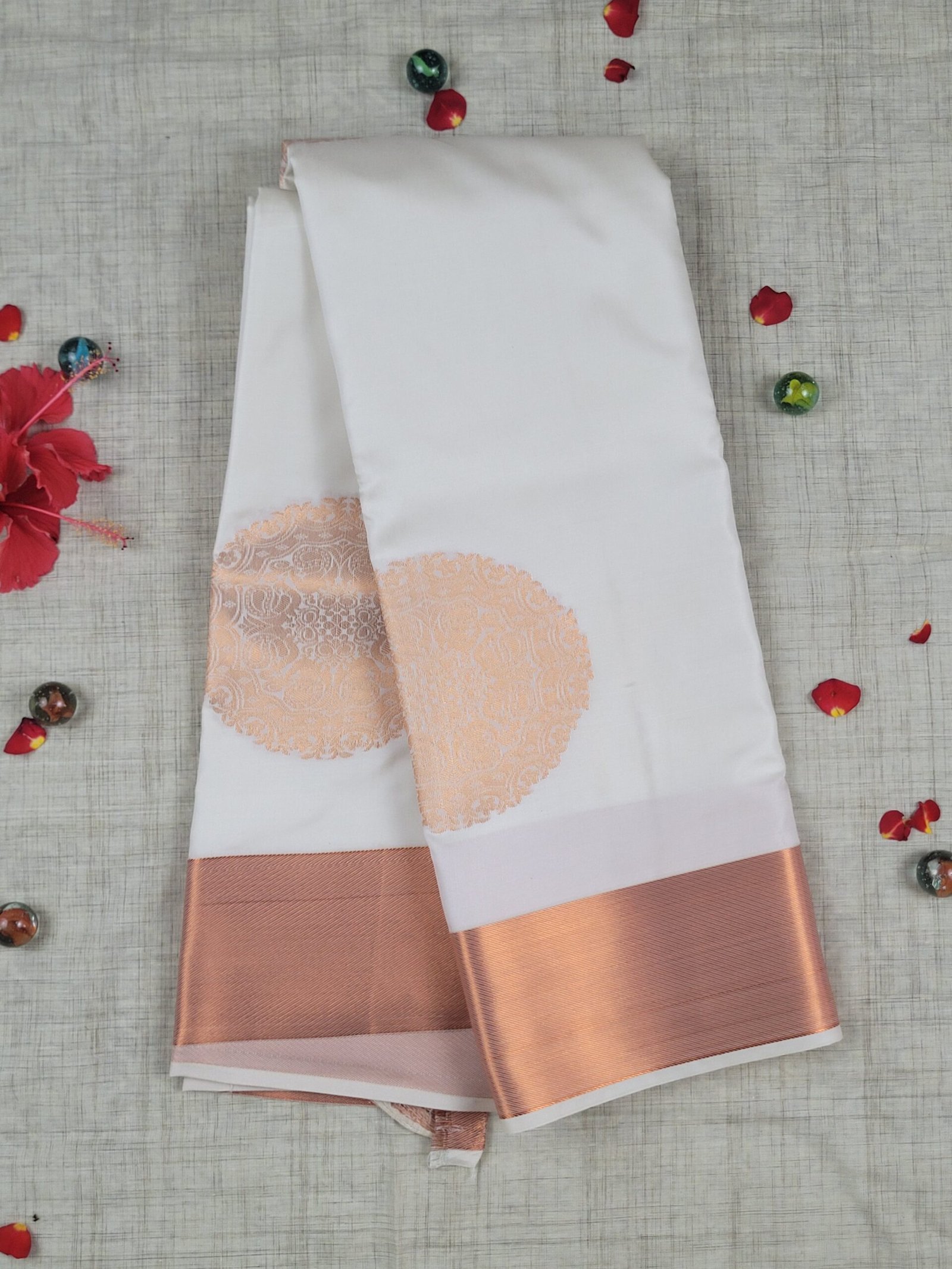 Vasthrakala Moonlight Peach Bloom Saree