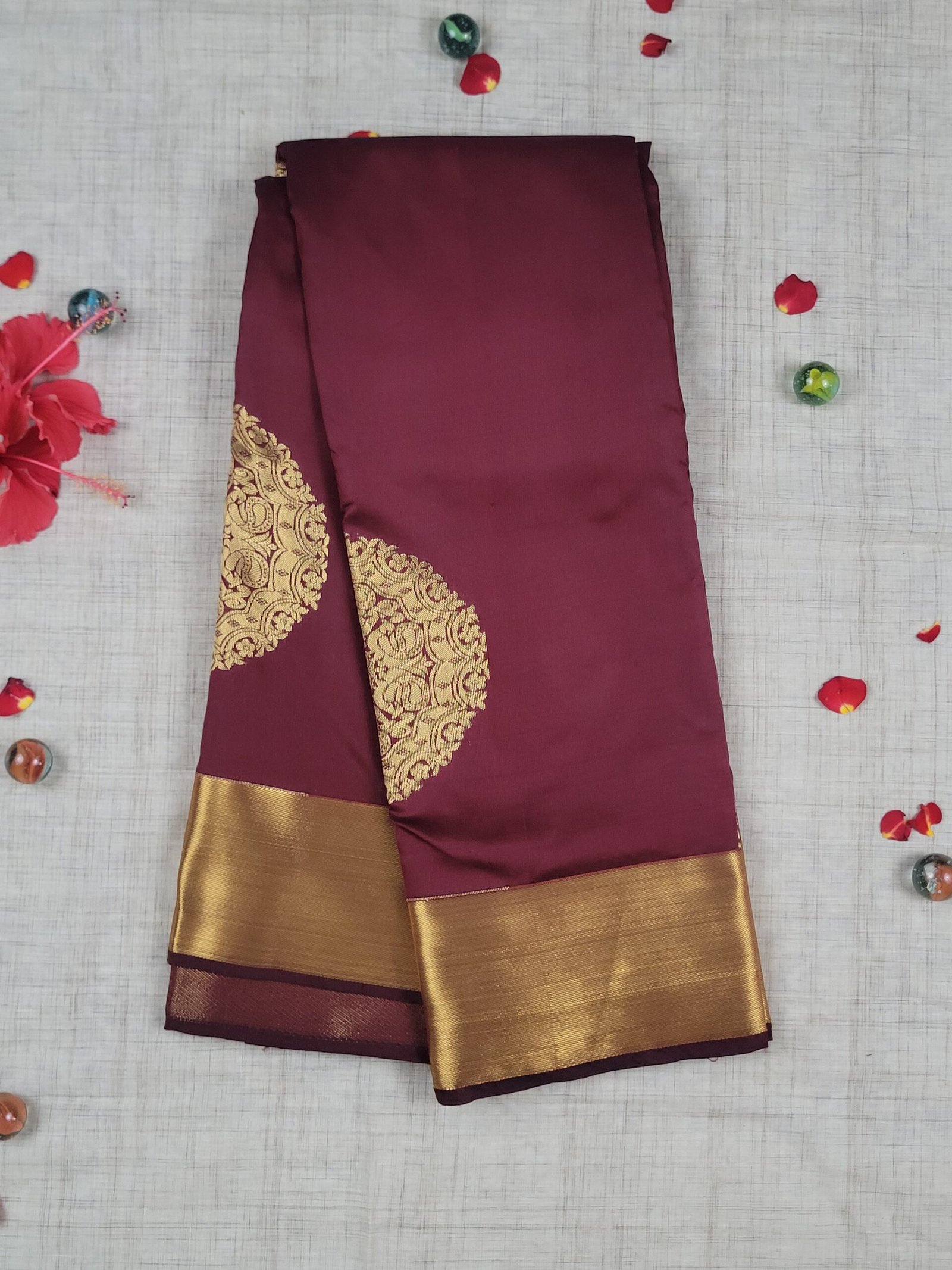 Vastrakala Maroon Majesty Zari Border
