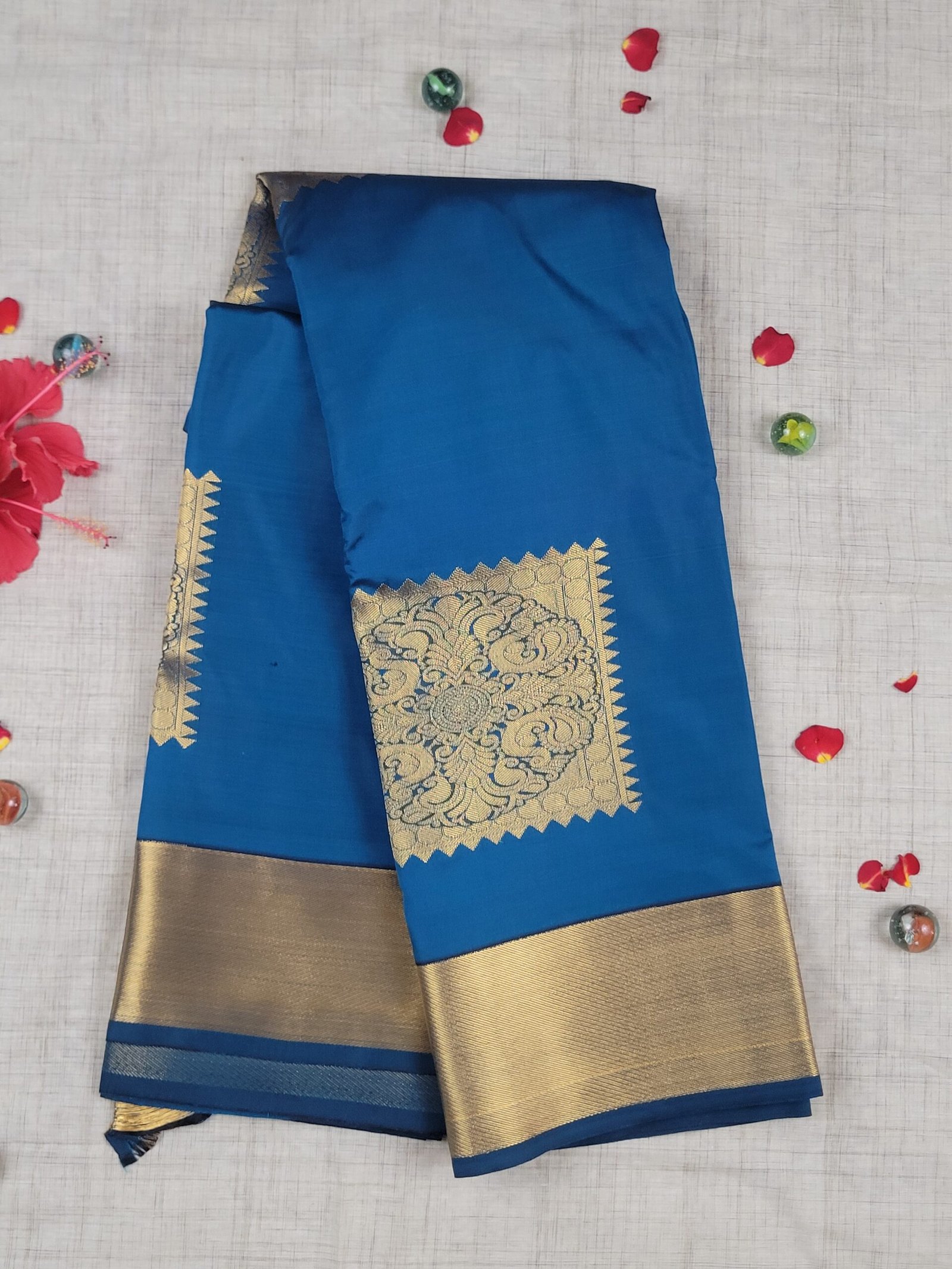 Vastrakala Indigo Glow Zari Border