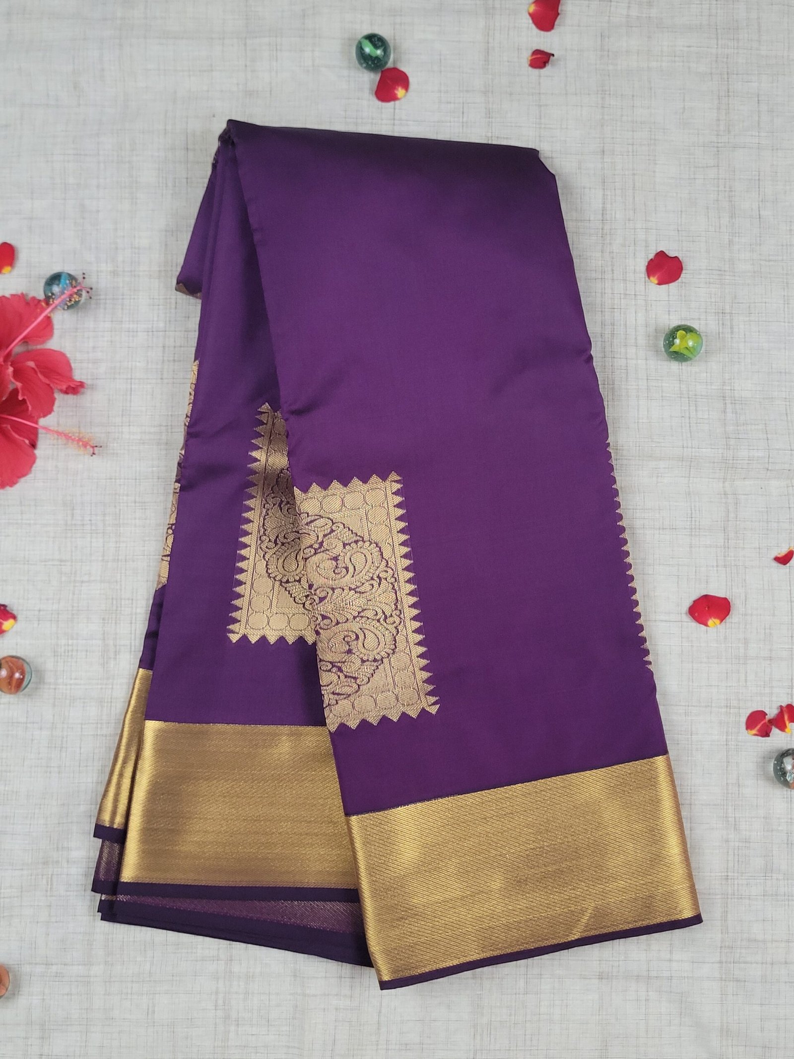 Vastrakala Imperial Purple Gold Zari Saree