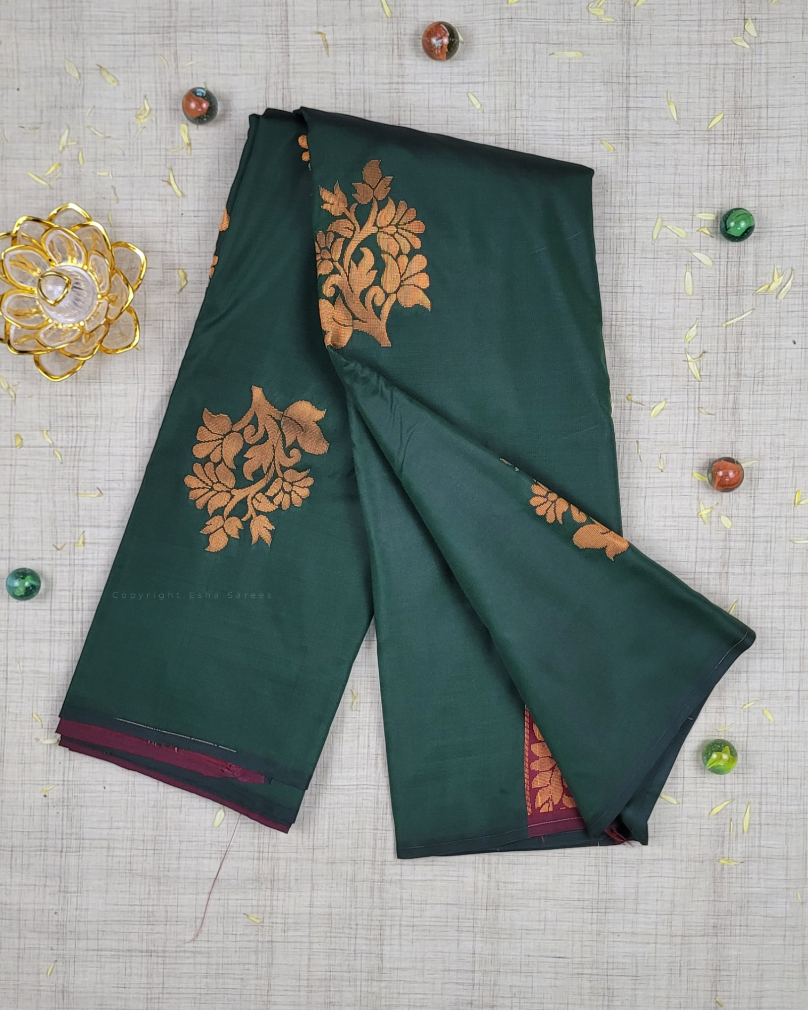 Vasthrakala Royal Deep Olive Grace Saree