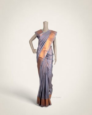 Vastrakala Slate Grey with Copper Zari Vine Elegance