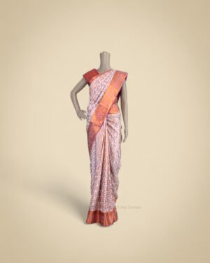 Vastrakala Rose Ash with Copper Zari Blossom Weave