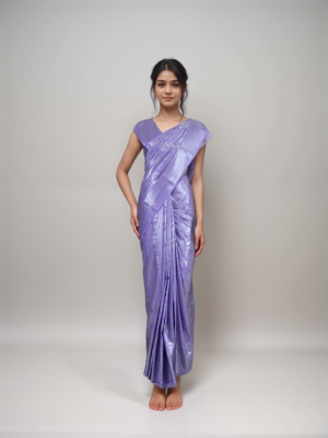 Vasthrakala Violet and Silver Silk Saree