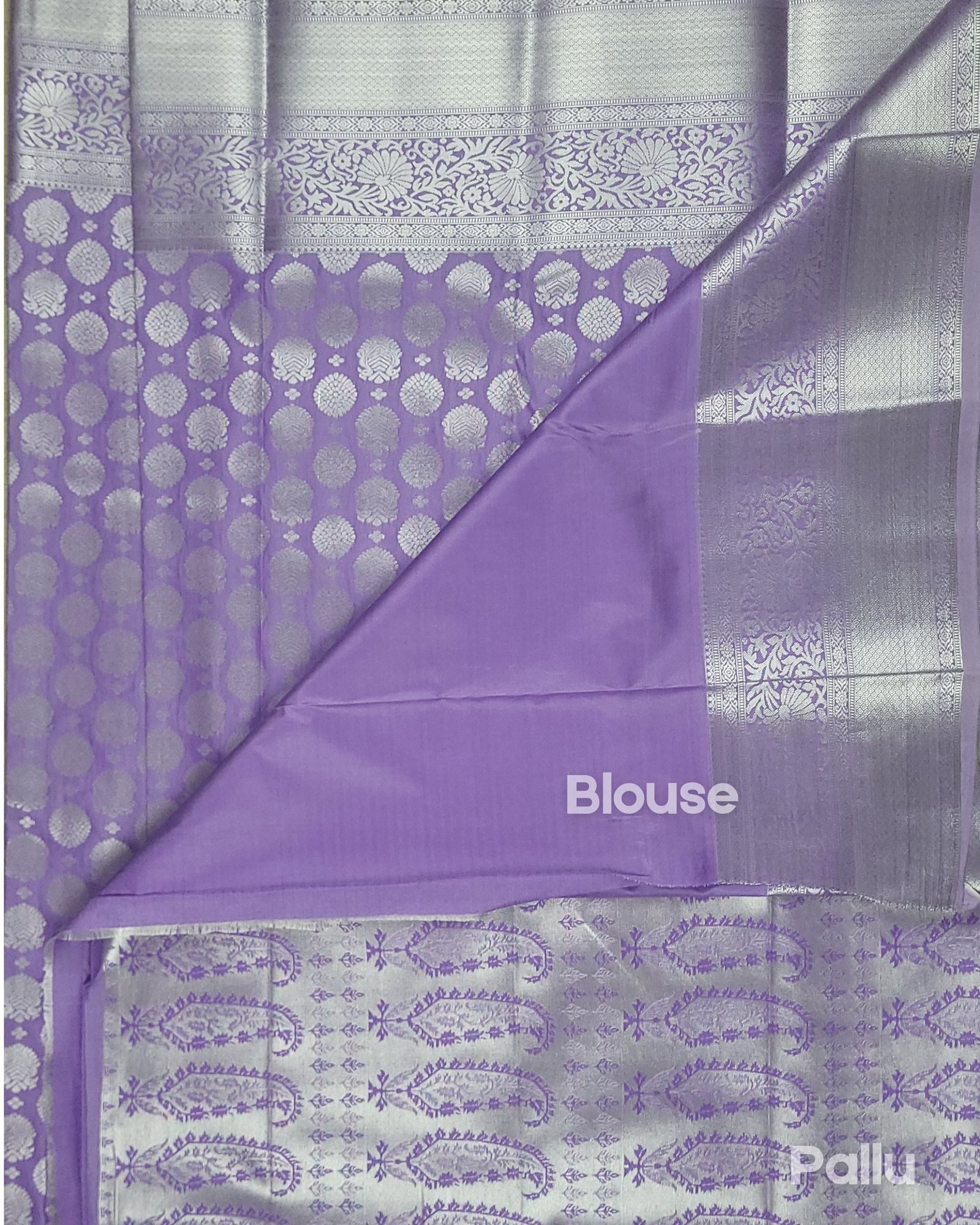Vasthrakala Violet and Silver Silk Saree