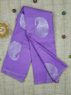 Vastrakala Luxe Lavender Silver Zari Border Saree
