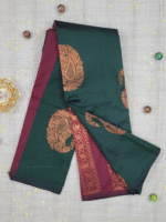 Vastrakala Heritage Green Maroon Zari Border Saree