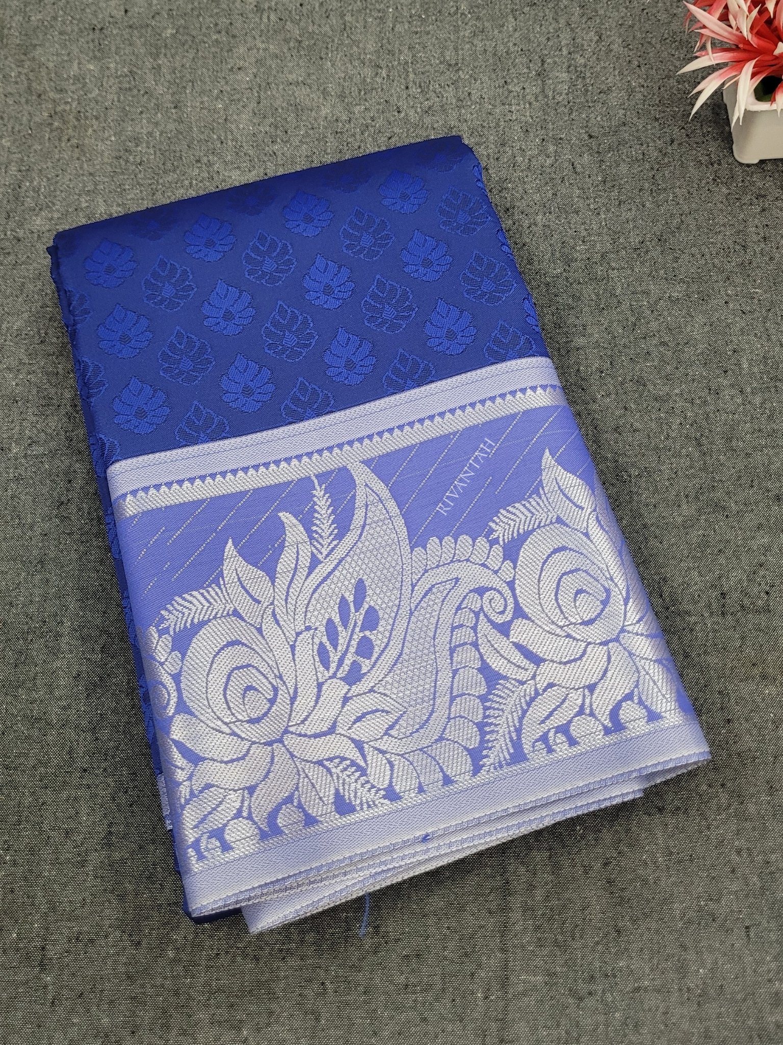 Royal Blue Silver Boota Silk Saree