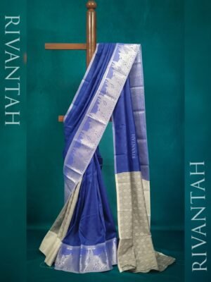Royal Blue Silver Boota Silk Saree