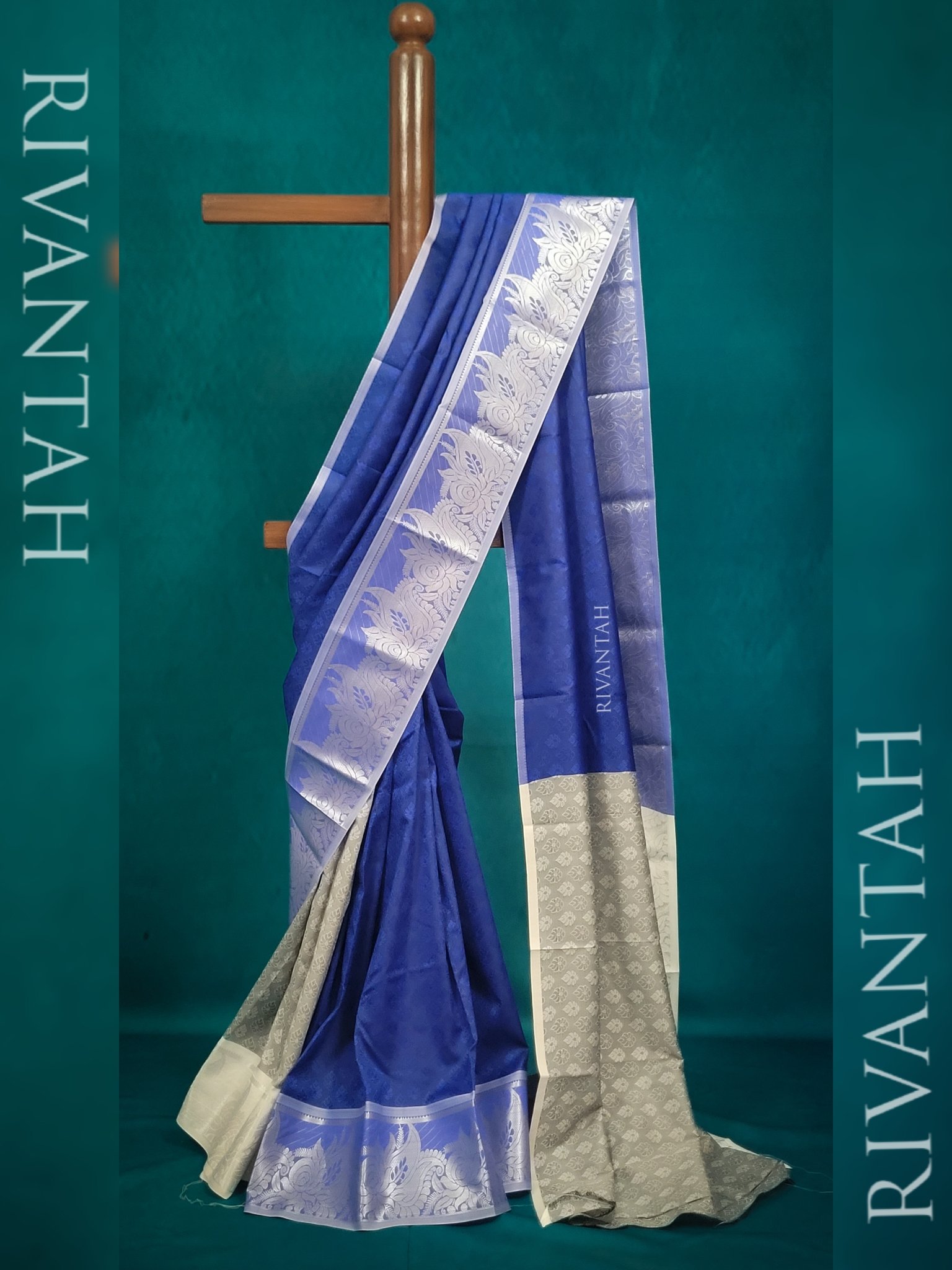 Royal Blue Silver Boota Silk Saree