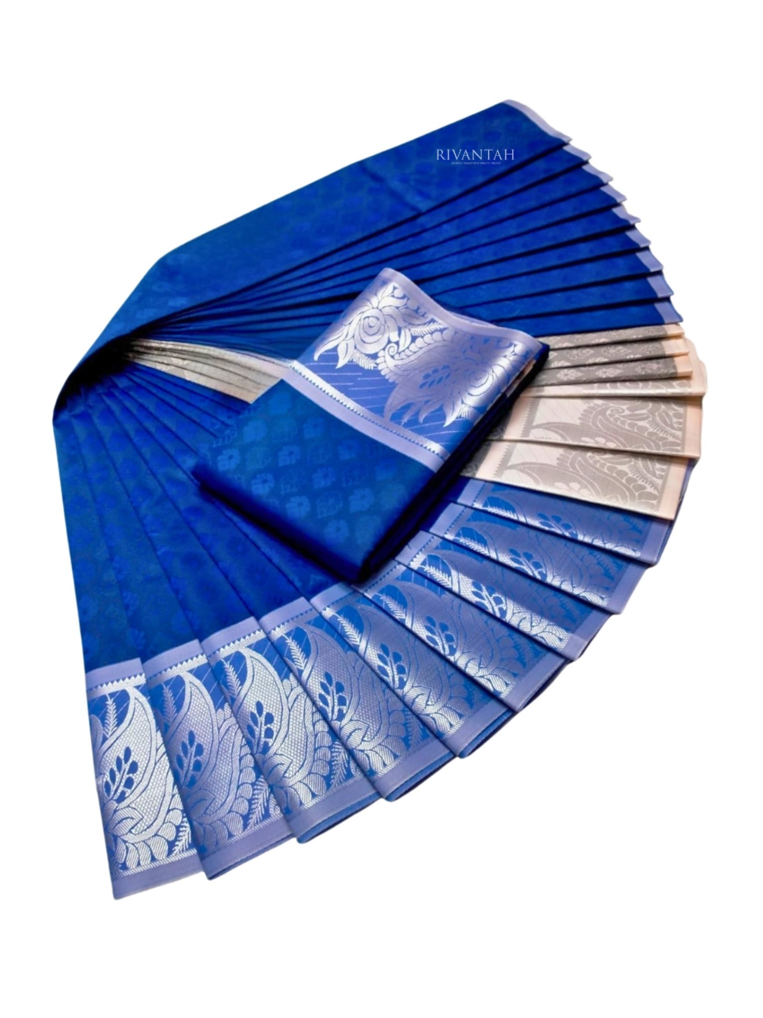 Royal Blue Silver Boota Silk Saree