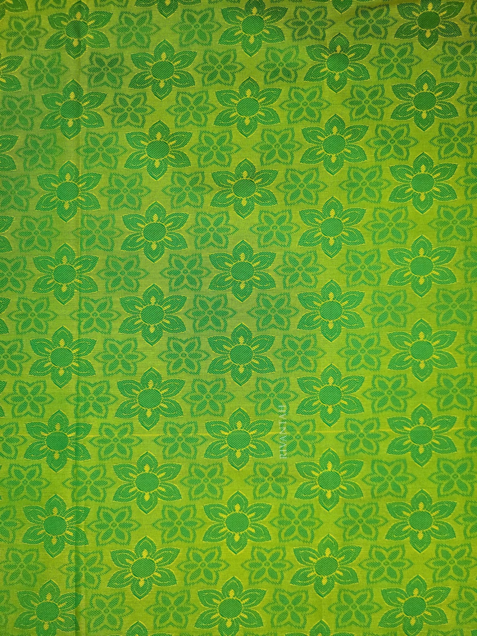 Mustard Yellow Green Copper Silk Saree