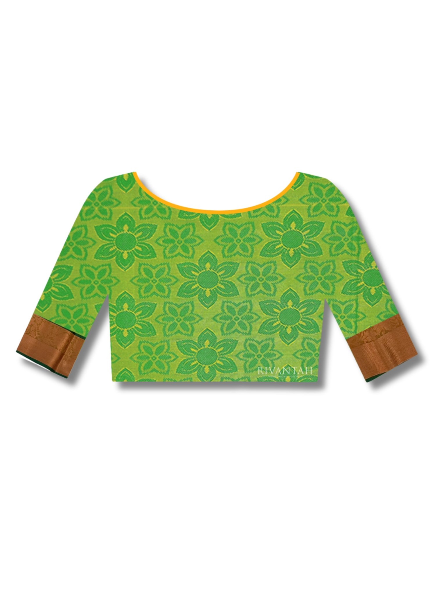 Mustard Yellow Green Copper Silk Saree