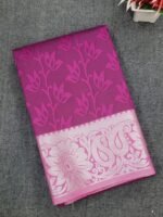 Red Velvet Silk Saree with Silver Zari Weaving