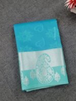 Teal Silk Saree with Silver Zari Weaving