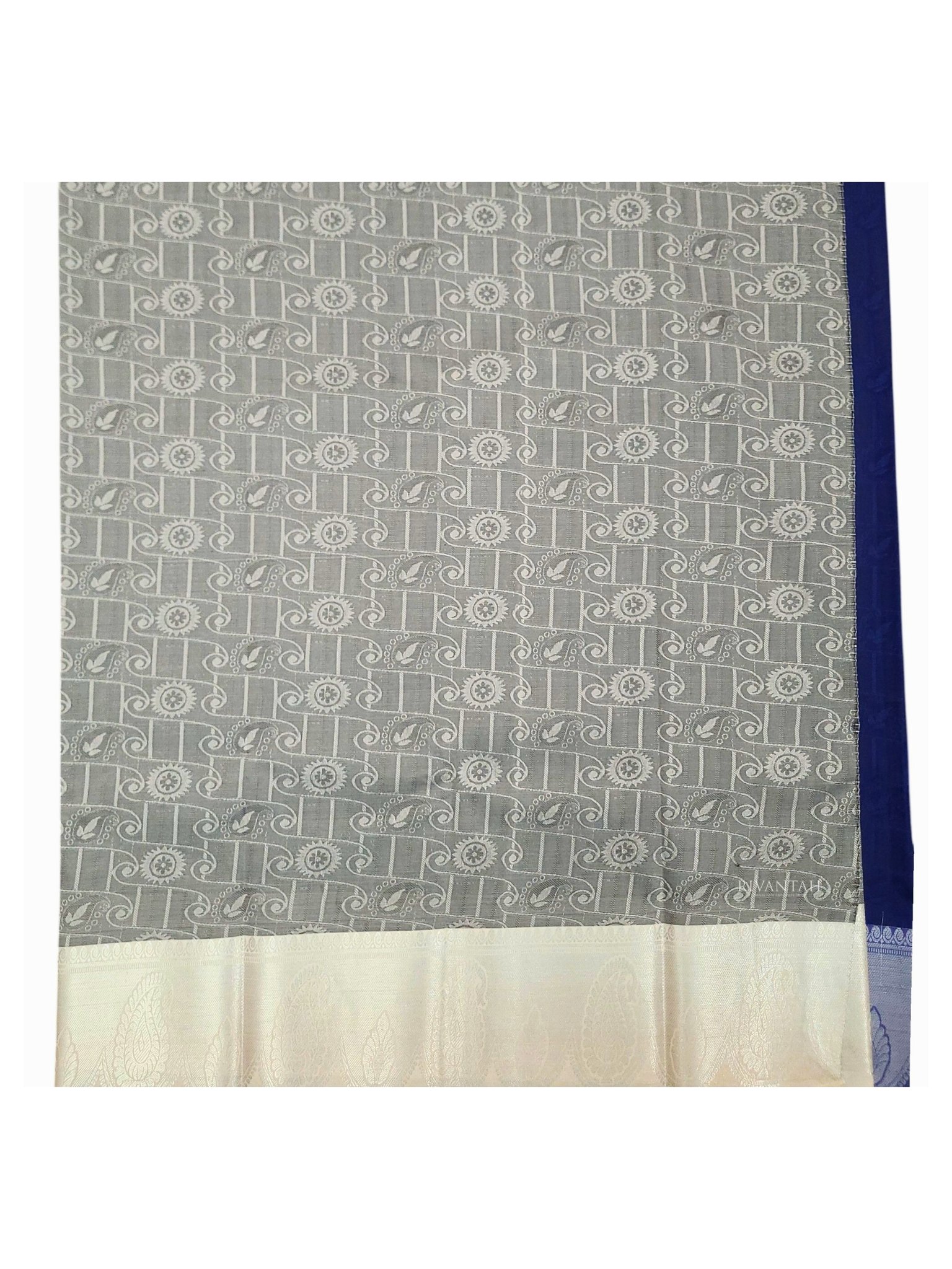 Royal Blue Silver Paisley Silk Saree