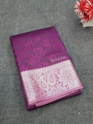 Purple Silk Saree with Silver Zari Weaving