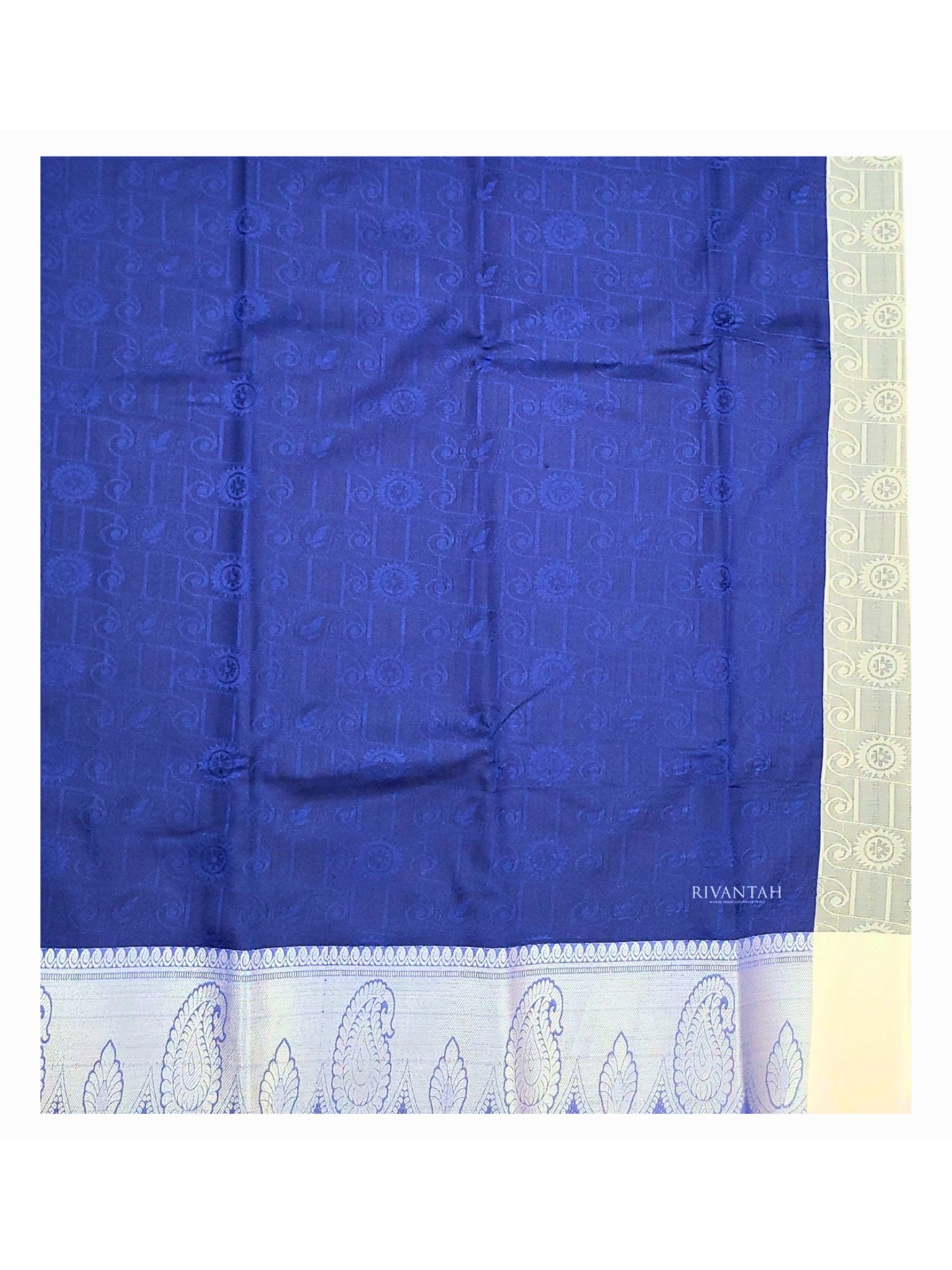 Royal Blue Silver Paisley Silk Saree