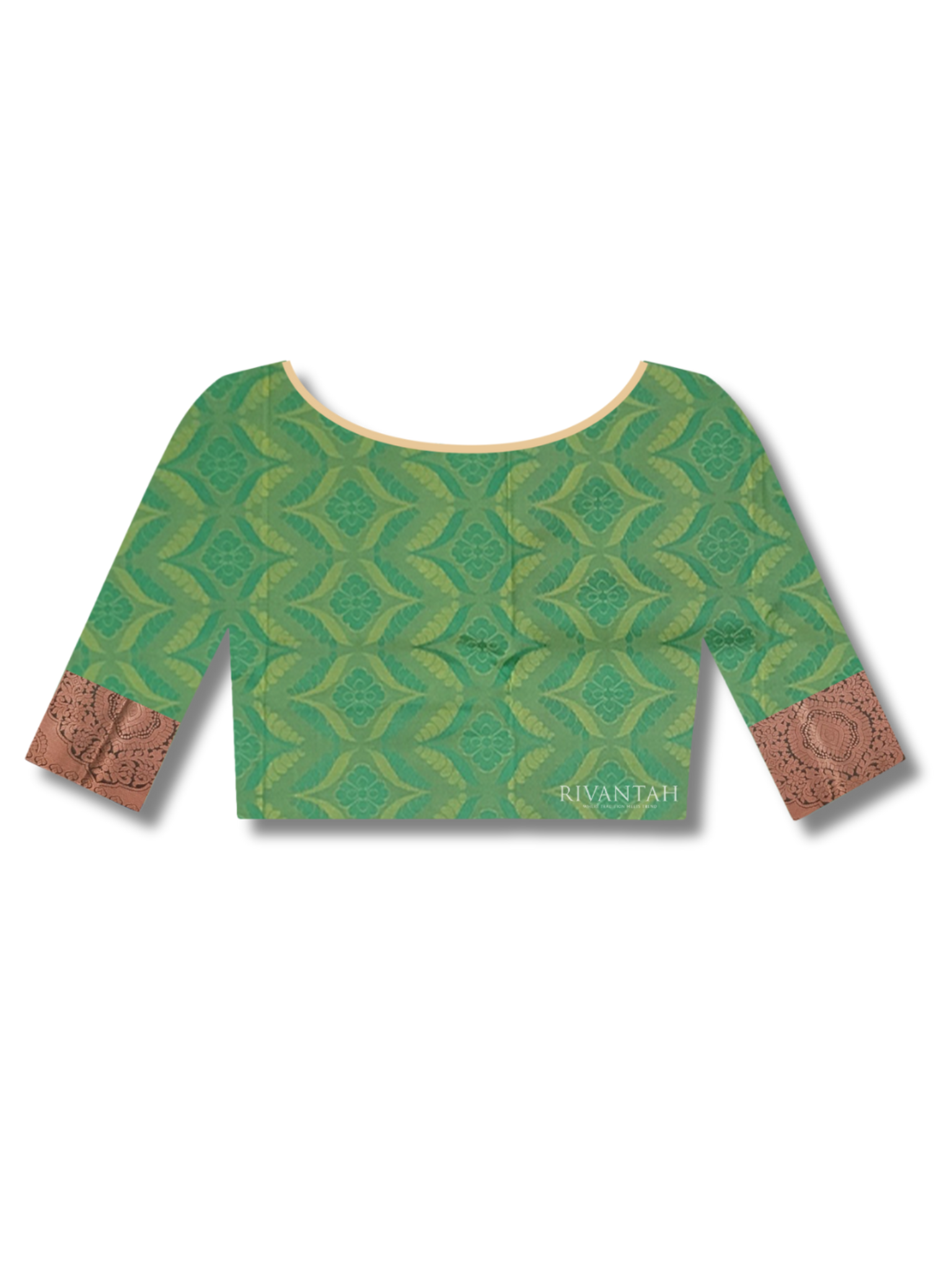 Coral Red Silk Saree with Gold Brocade Weaving - Image 3